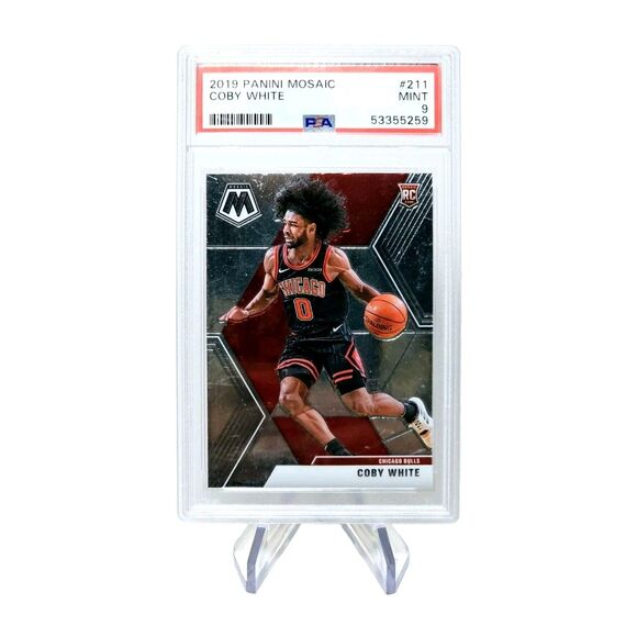 Coby White RC Panini Mosaic PSA MINT 9 Rookie #211 2019 Chicago Bulls - Picture 1 of 3